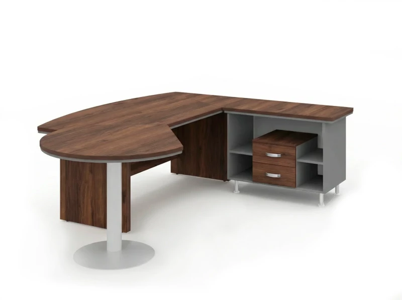 BRL RB072-235x200R Стол рук-ля R угл. брифинг и тумба 2 ящ. 2350х2000х760 Венге/Серый вулканический