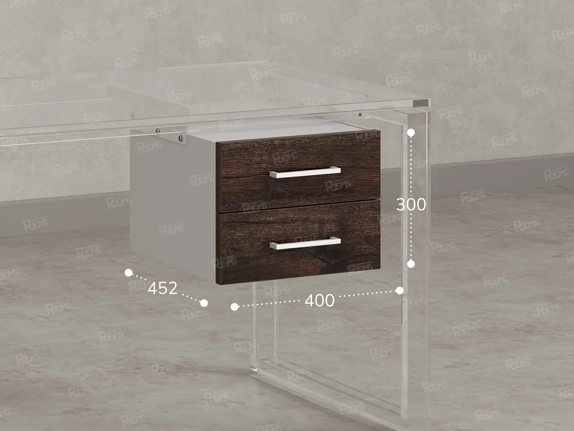 Тумба подвесная, два ящика 400x452x300 RM201-16х8 Дуб Апрельский Шоколадный/Белый