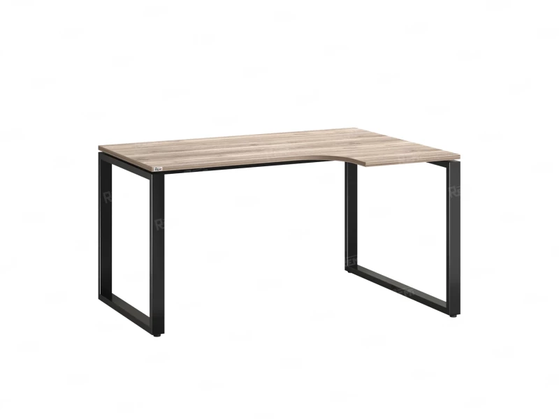 Стол угловой, О-опора, правый 1400x600/900x750, RM054-14x6-9 Дуб Маувелла/Черный