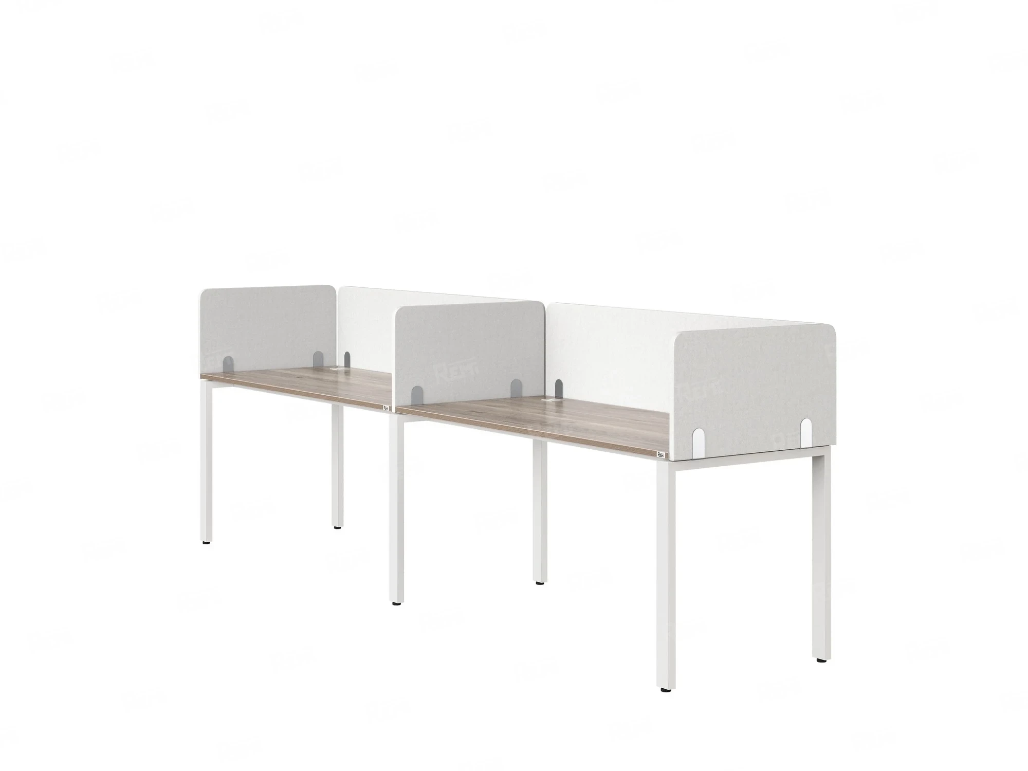 Бенч-система в 1 ряд, 2 рабочих места 5 тканевых экранов 2000x700x750 RM167-1-20x7 Дуб Маувелла/Белый