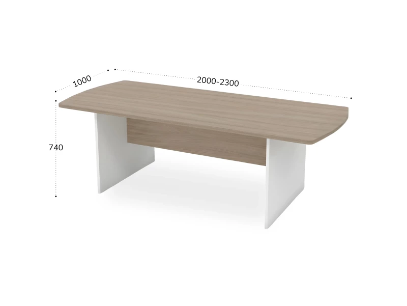 BRL RB009-200х100 Конференц-стол симметричный 2000х1000х740 Шорвуд/Белый