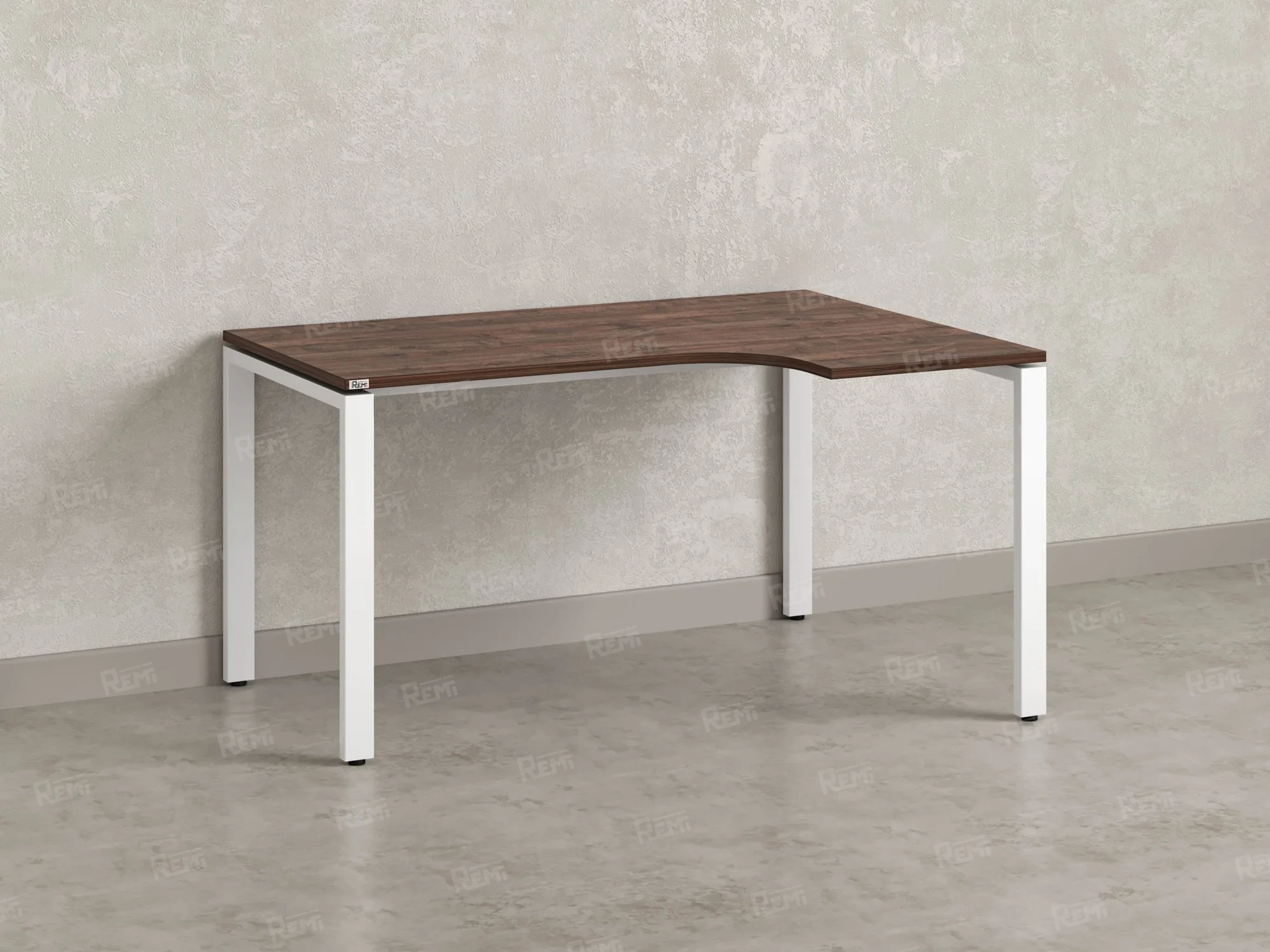 Стол угловой, П-опора, правый 1400x900/1200x750, RM052-14x9-12 Дуб Апрельский шоколад/Белый