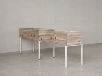 Бенч-система в 1 ряд, 2 рабочих места 5 ЛДСП экранов 2700x600x750 RM167-2-27x6 Дуб Маувелла/Белый