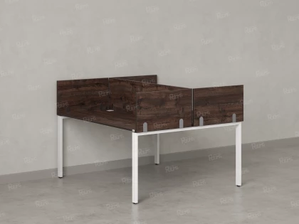 Бенч-система, 2 рабочих места, 5 ЛДСП экранов 1600x1200x750 RM165-4-16x12 Дуб Апрельский шоколад/Белый