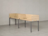 Бенч-система в 1 ряд, 2 рабочих места 5 ЛДСП экранов 3600x700x750 RM167-2-36x7 Вяз Швейцарский светлый/Серый