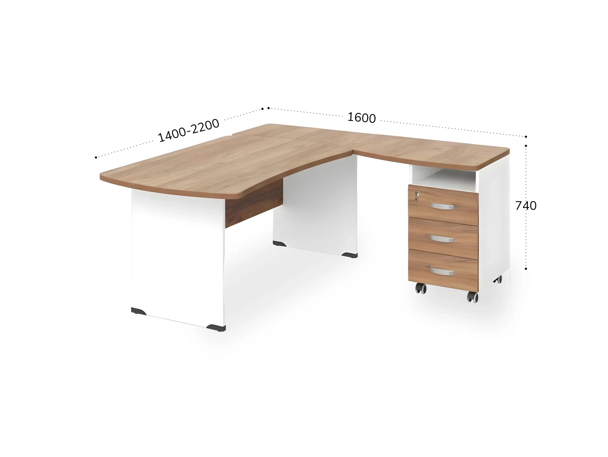 BRL RB005-140х160R Угловое рабочее место правое 1400х1600х740 Акация/Белый