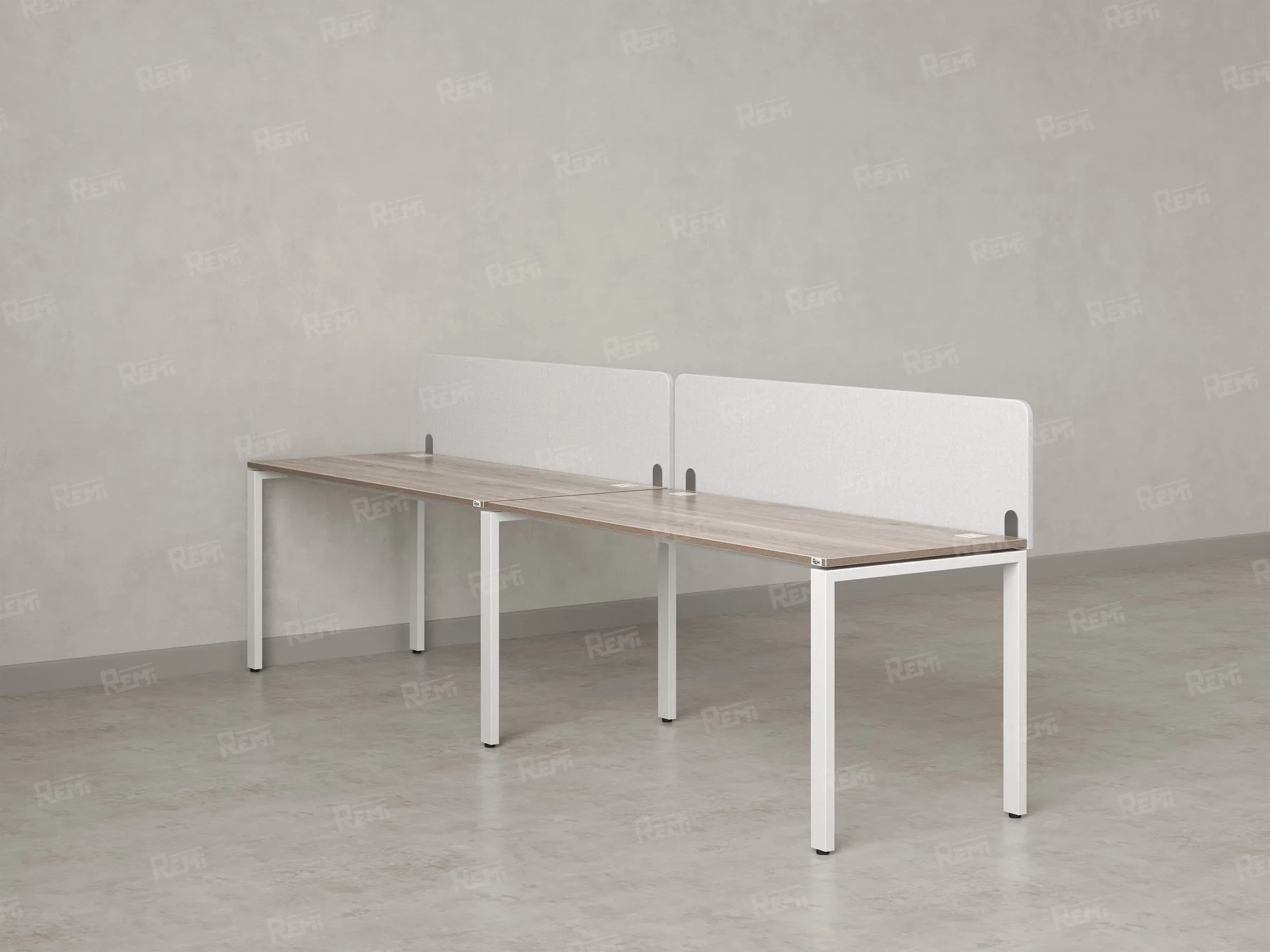 Бенч-система в 1 ряд, 2 рабочих места 2 тканевых экранов 3200x800x750 RM167-3-32x8 Дуб Маувелла/Белый