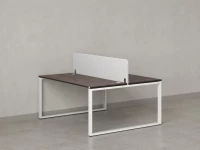 Бенч-система, 2 рабочих места, с одним тканевым экраном 1800x1600x750 RM169-1-18x16 Дуб Апрельский шоколад/Белый