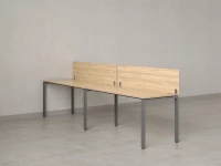 Бенч-система в 1 ряд, 2 рабочих места 2 ЛДСП экранов 2400x600x750 RM167-4-24x6 Вяз Швейцарский светлый/Серый