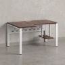 Стол угловой, экран металл, П-опора, левый 1600x900/1200x750, RM059-16x9-12 Дуб Апрельский шоколад/Белый