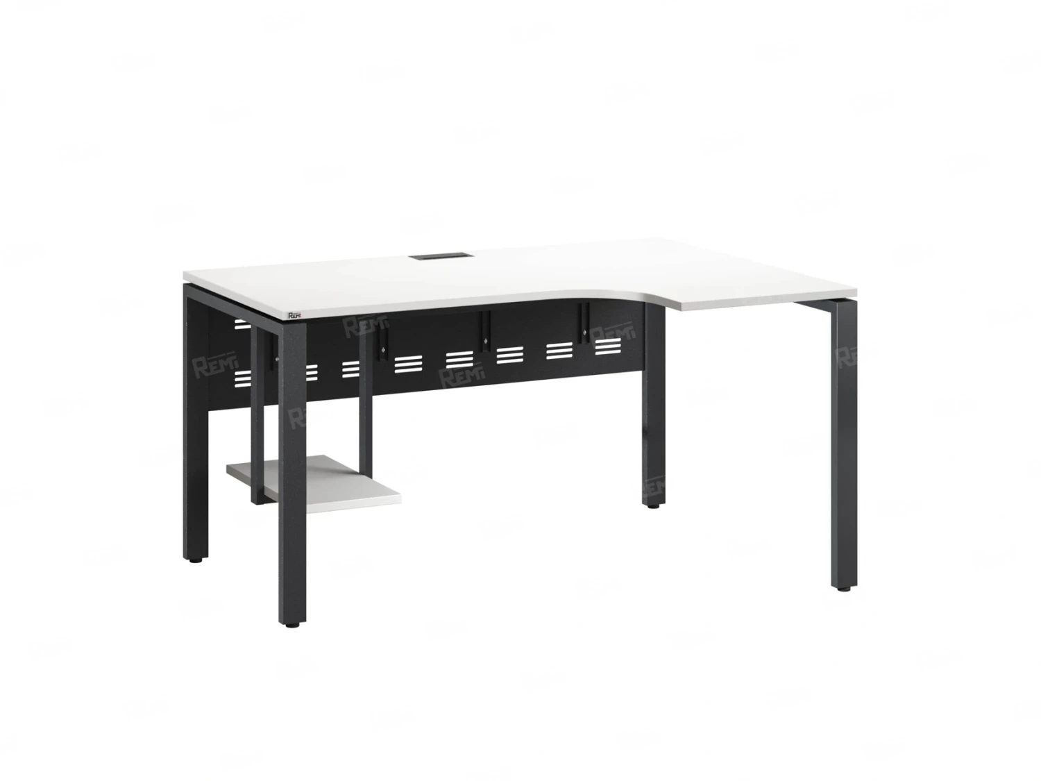 Стол угловой, экран металл, П-опора, правый 1400x800/1000x750, RM058-14x8-10 Белый/Серый