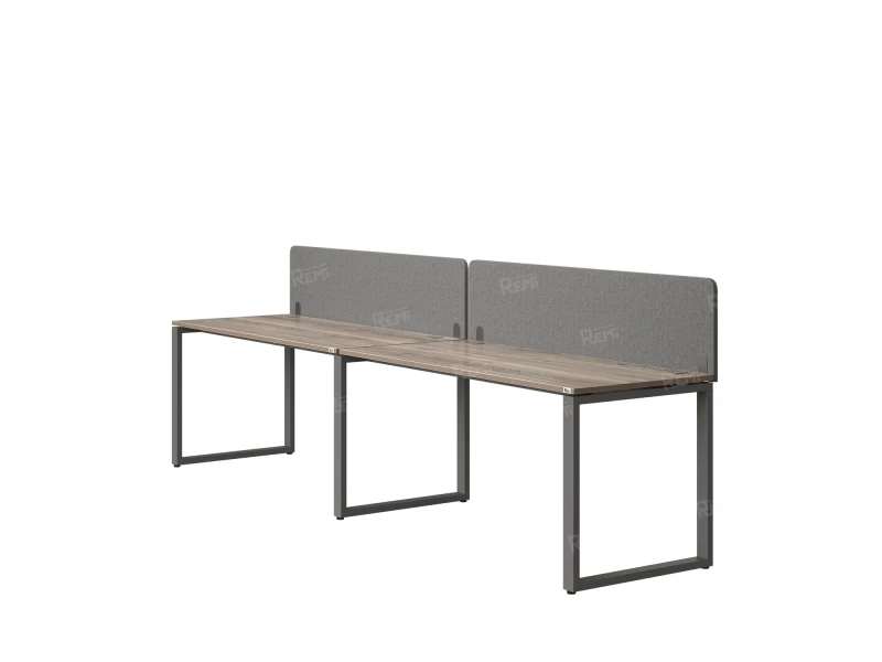 Бенч-система в 1 ряд, 2 рабочих места 2 тканевых экранов 3200x800x750 RM168-3-32x8 Дуб Маувелла/Серый