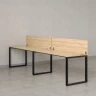 Бенч-система в 1 ряд, 2 рабочих места 2 ЛДСП экранов 2400x600x750 RM168-4-24x6 Вяз Швейцарский светлый/Черный