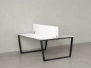 Бенч-система, 2 рабочих места, с одним экраном ЛДСП 1400x1200x750 RM172-2-14x12 Белый/Черный