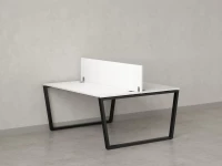 Бенч-система, 2 рабочих места, с одним экраном ЛДСП 1400x1200x750 RM172-2-14x12 Белый/Черный