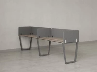 Бенч-система в 1 ряд, 2 рабочих места 5 тканевых экранов 2000x700x750 RM174-1-20x7 Дуб Маувелла/Серый