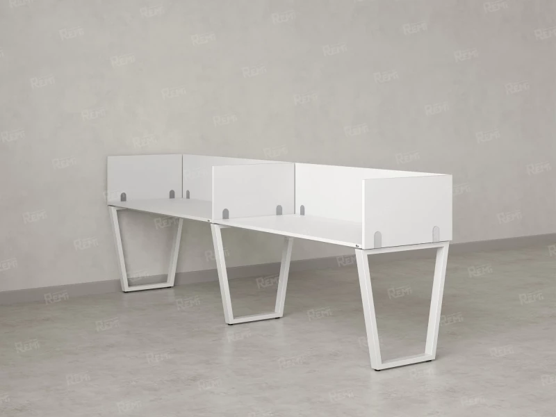 Бенч-система в 1 ряд, 2 рабочих места 5 ЛДСП экранов 2000x600x750 RM174-2-20x6 Белый/Белый