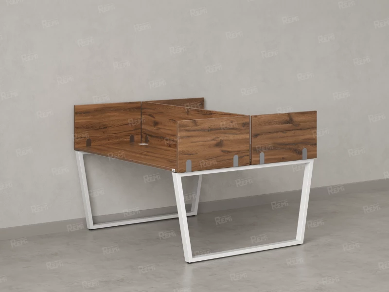 Бенч-система, 2 рабочих места, 5 ЛДСП экранов 1000x1600x750 RM172-4-10x16 Дуб Юстус/Белый