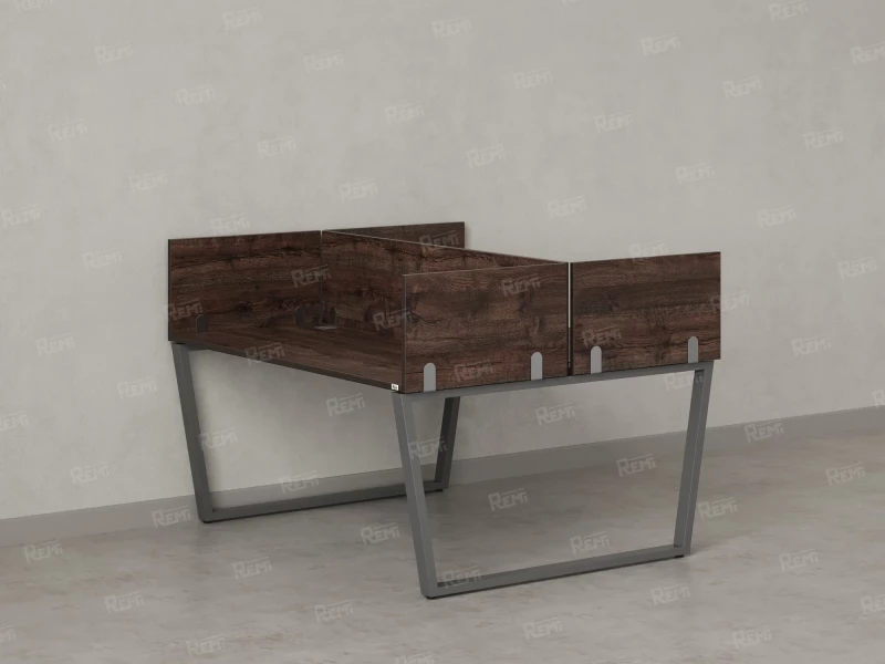 Бенч-система, 2 рабочих места, 5 ЛДСП экранов 1600x1200x750 RM172-4-16x12 Дуб Апрельский шоколад/Серый