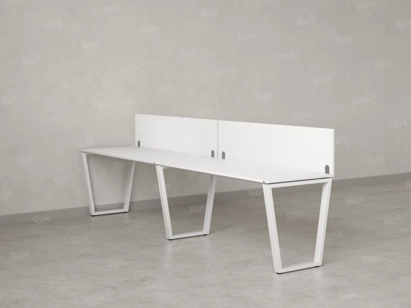 Бенч-система в 1 ряд, 2 рабочих места 2 ЛДСП экранов 3200x700x750 RM174-4-32x7 Белый/Белый