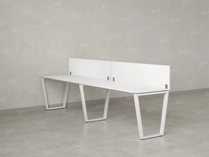 Бенч-система в 1 ряд, 2 рабочих места 2 ЛДСП экранов 3200x700x750 RM174-4-32x7 Белый/Белый