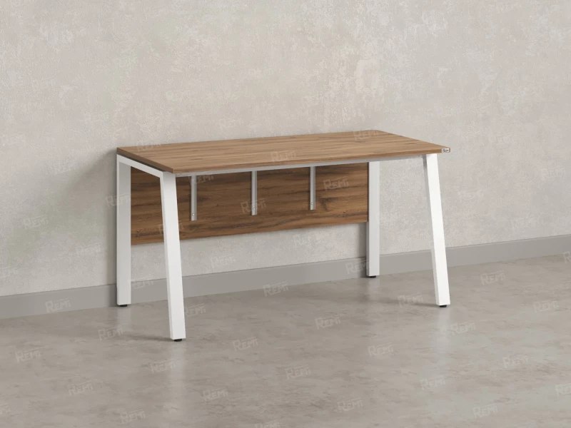 Стол прямой, Л-опора, экран ЛДСП,парящая стол-ца 1600x700x750 RM009-16x7 Дуб Юстус/Белый