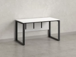 Стол прямой, О-опоры, экран ЛДСП,парящая стол-ца 1200x600x750 RM008-12x6 Белый/Черный