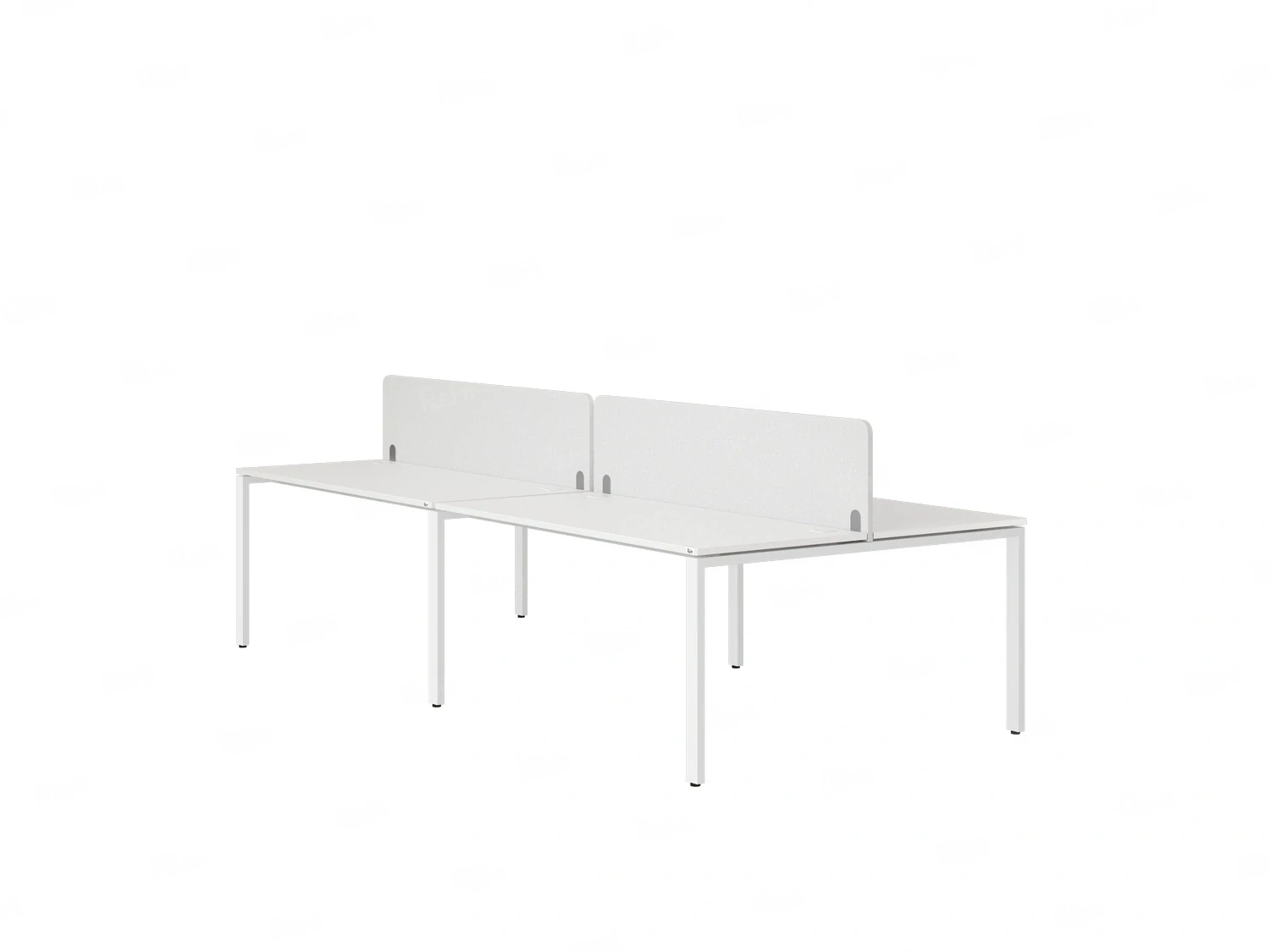 Бенч-система, 4 рабочих места, на П-образных опорах, 2 тканевых экранов 2400x1600x750 RM166-3-12x16 Белый/Белый