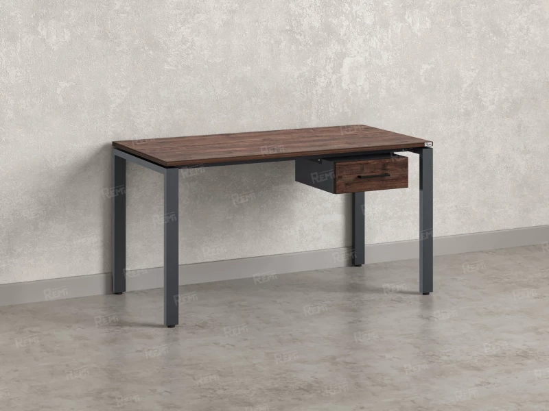 Стол прямой с подвесной тумбой, П-опора 2000x700x750 RM038-20x7 Дуб Апрельский шоколад/Серый