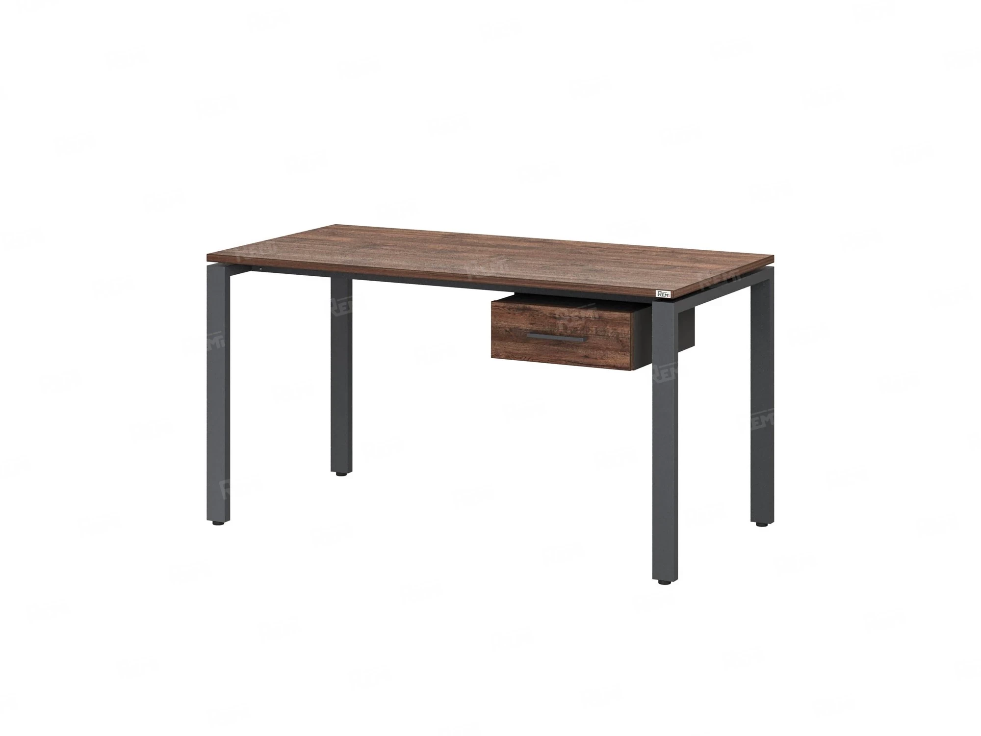 Стол прямой с подвесной тумбой, П-опора 2000x700x750 RM038-20x7 Дуб Апрельский шоколад/Серый