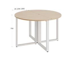 Круглый стол на О-образных опорах 1300x1300x750 RM187-13x13 Вяз Швейцарский светлый/Белый
