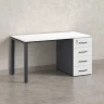 Стол прямой с тумбой на П-образных опоре, правый 1800x700x750 RM103-18x7 Белый/Серый