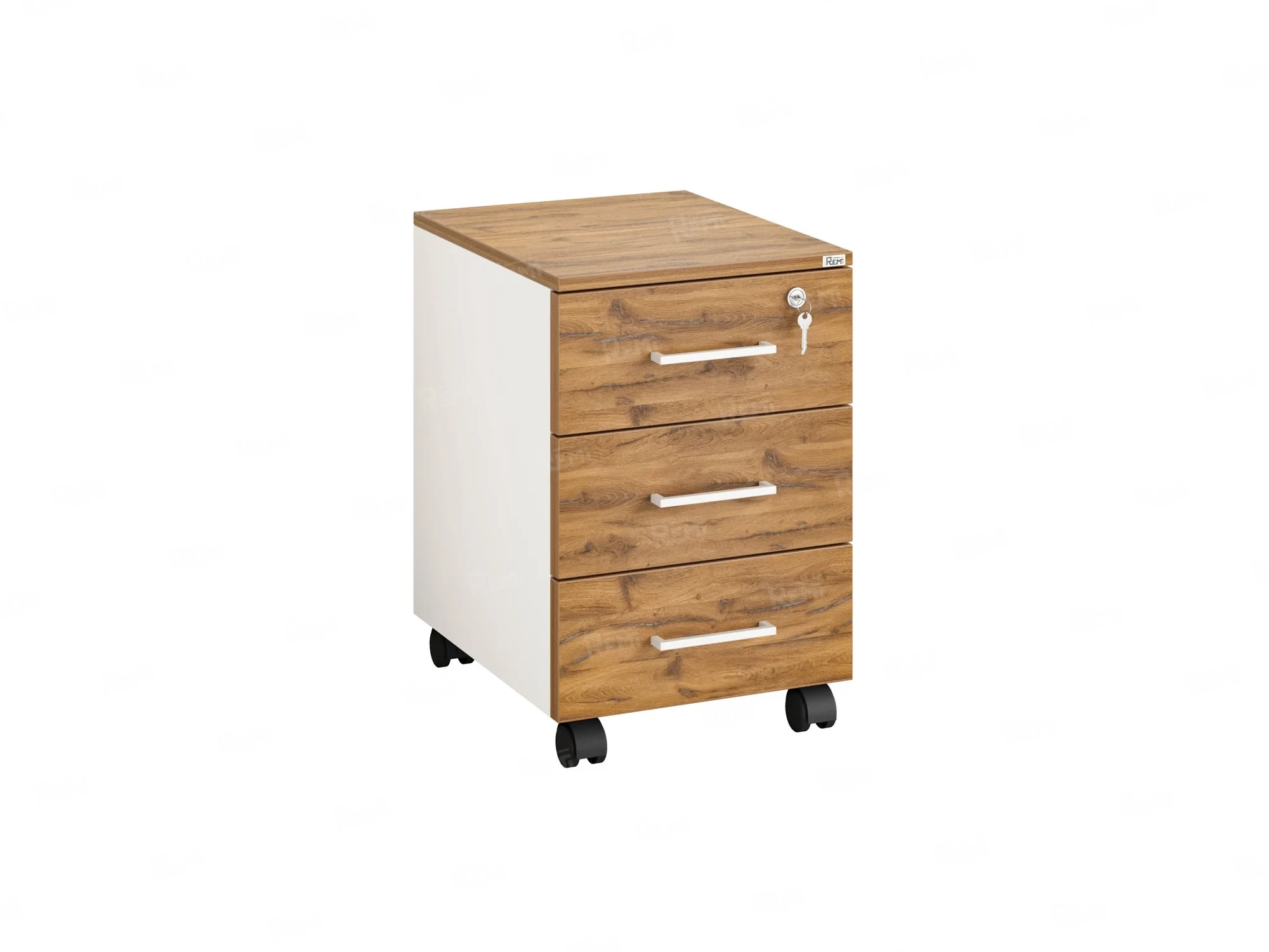 Тумба мобильная, 3 ящика 400x500x600 RM120-40x50 Дуб Юстус/Белый
