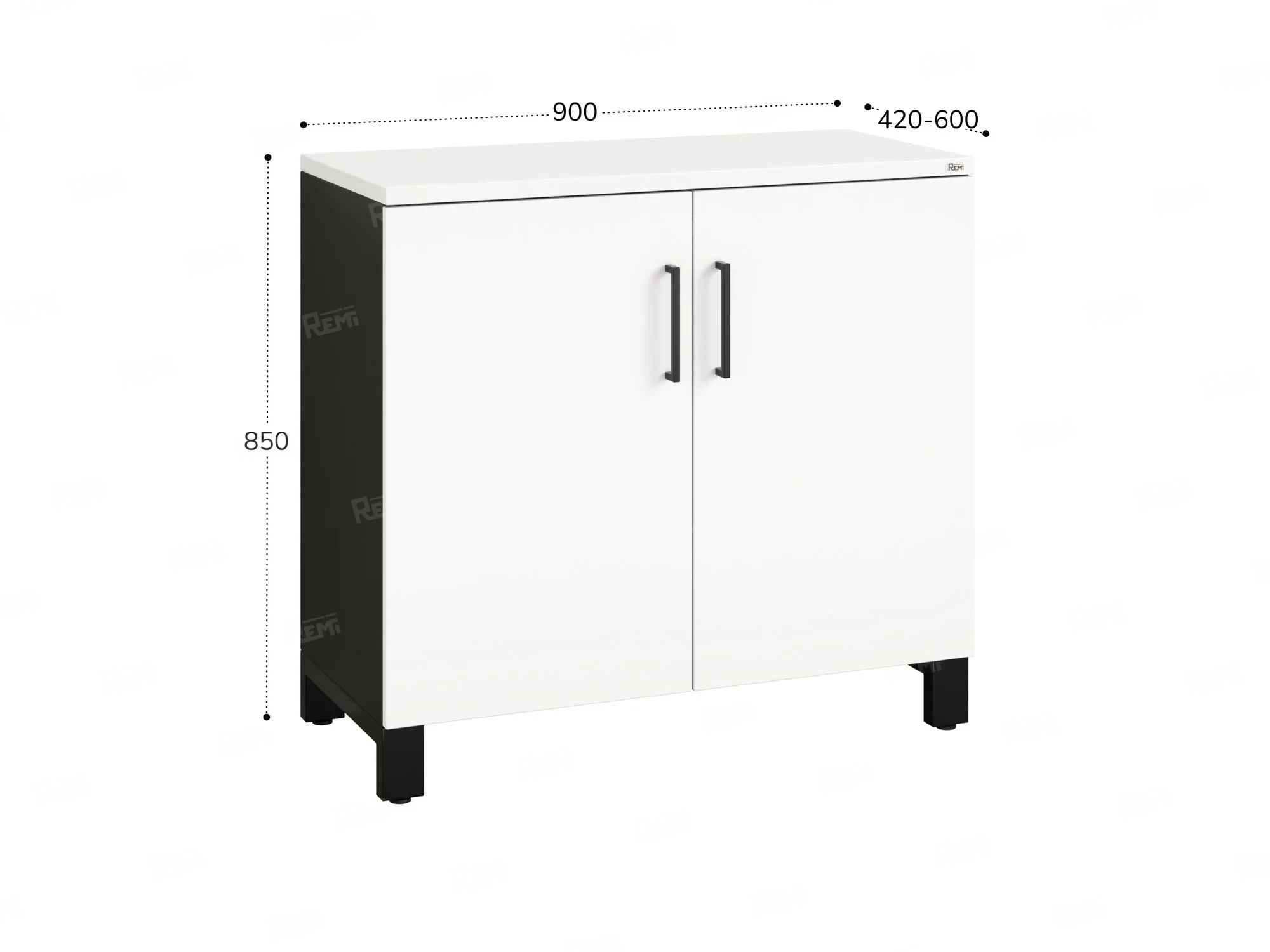 Шкаф низкий распашной, 2 уровня 900x420x850 RM147-90x42 Белый/Черный