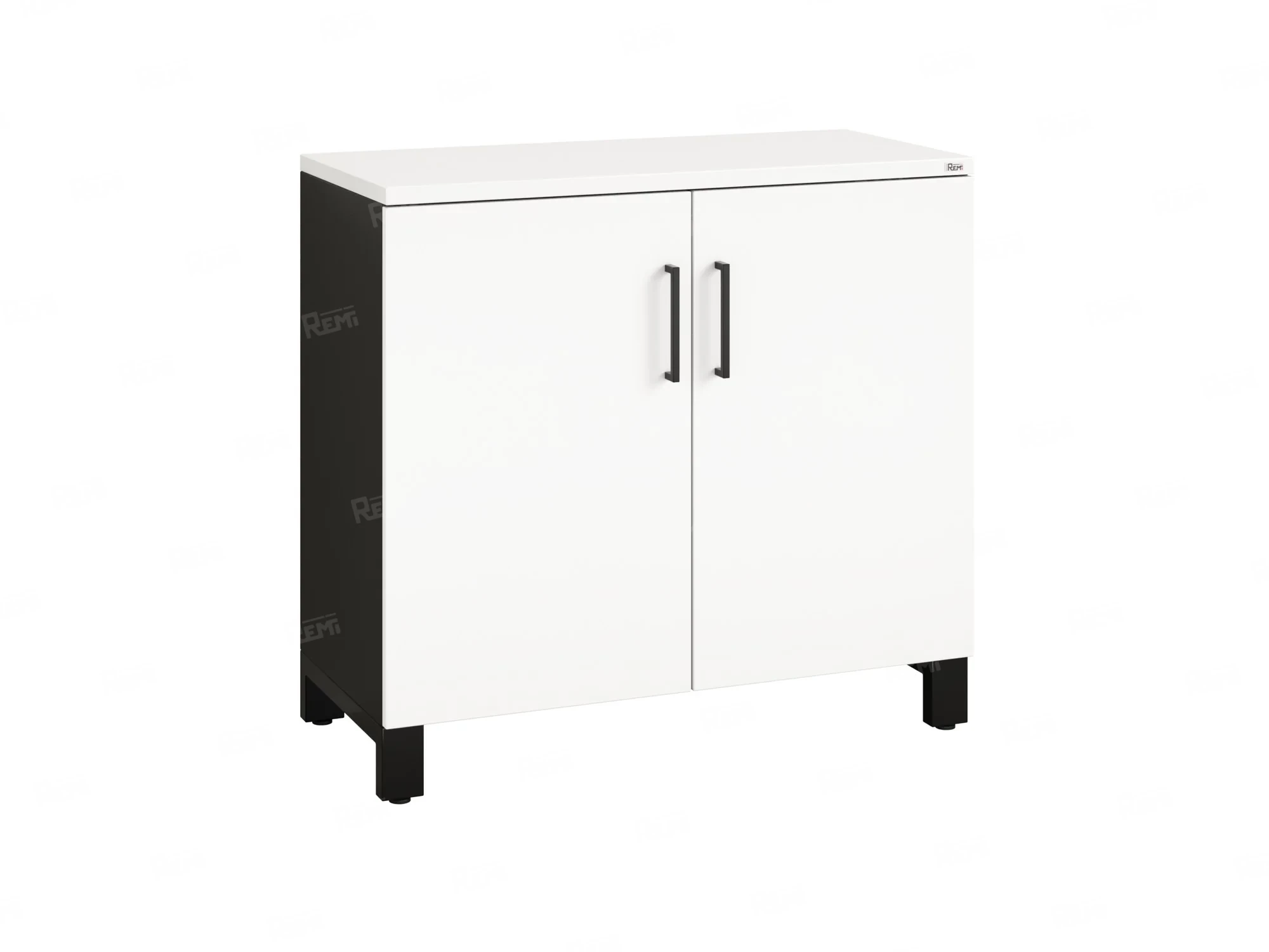 Шкаф низкий распашной, 2 уровня 900x420x850 RM147-90x42 Белый/Черный