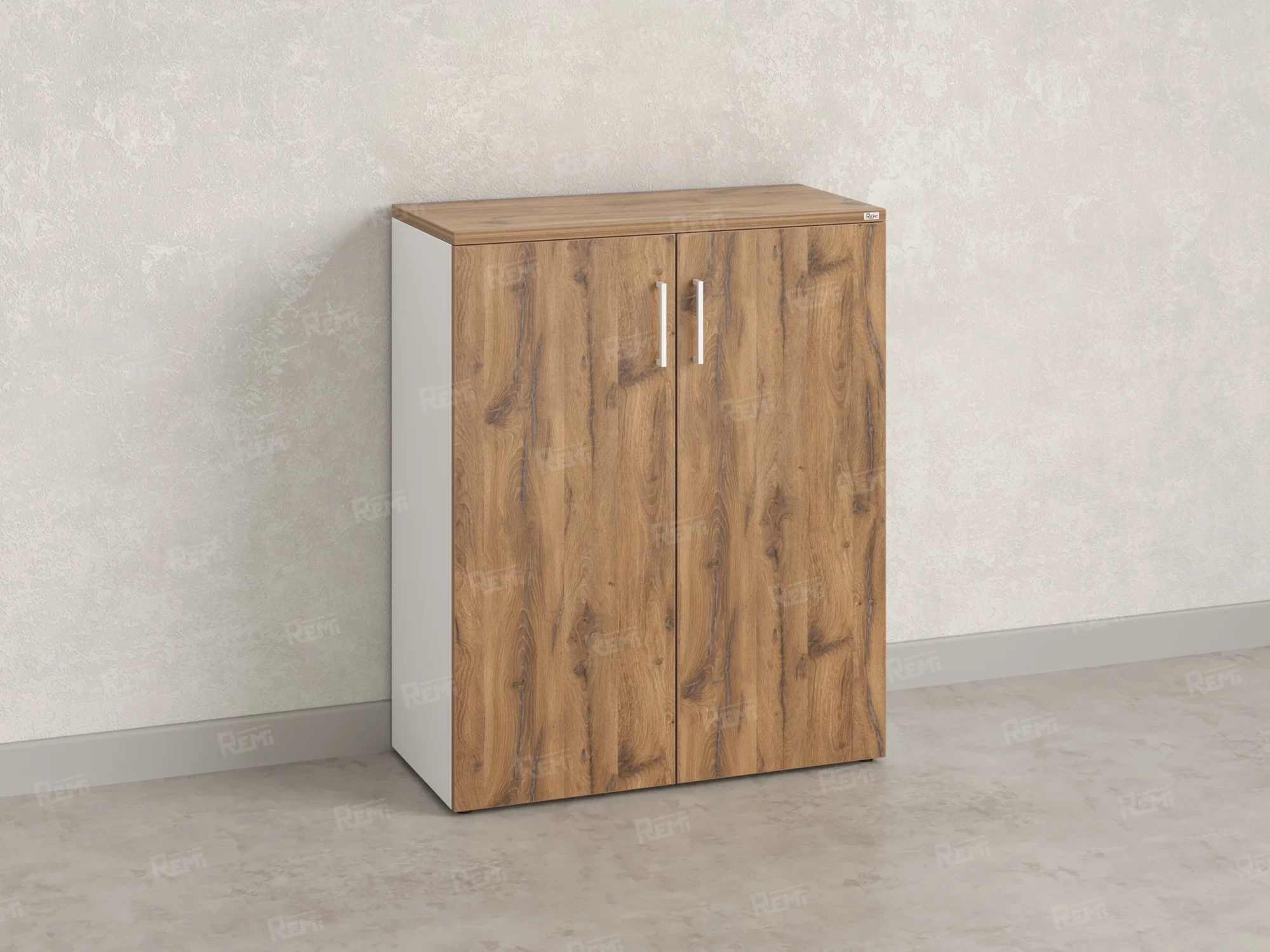 Шкаф распашной, регулируемые опоры, 3 уровня 900x420x1100 RM150-90x42 Дуб Юстус/Белый