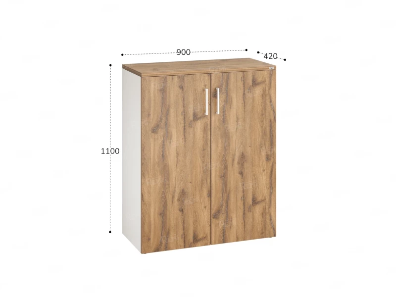 Шкаф распашной, регулируемые опоры, 3 уровня 900x420x1100 RM150-90x42 Дуб Юстус/Белый