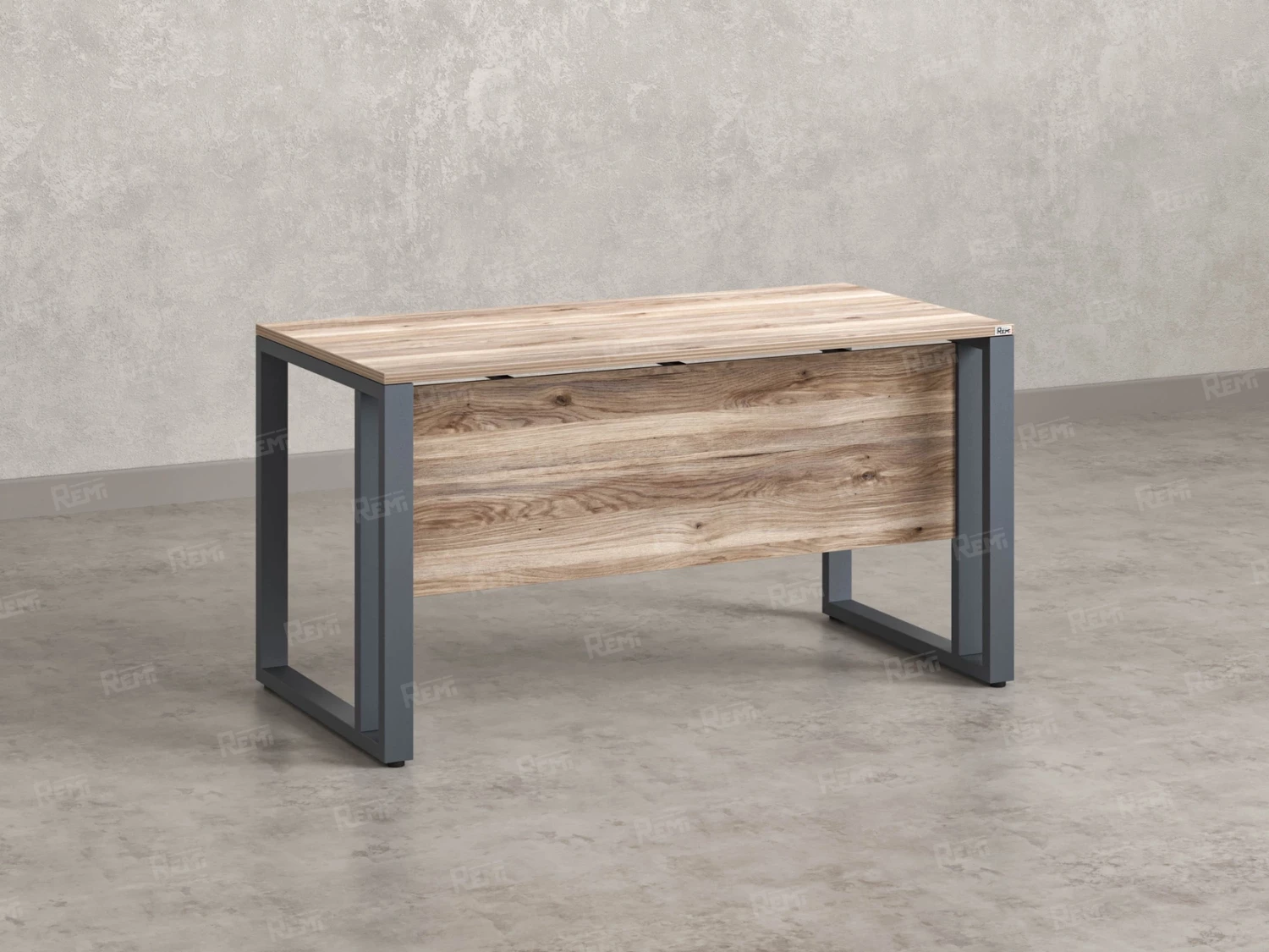 Стол прямой на О-образных опорах с экраном ЛДСП 1200x800x750 RM041-12x8 Дуб Маувелла/Серый