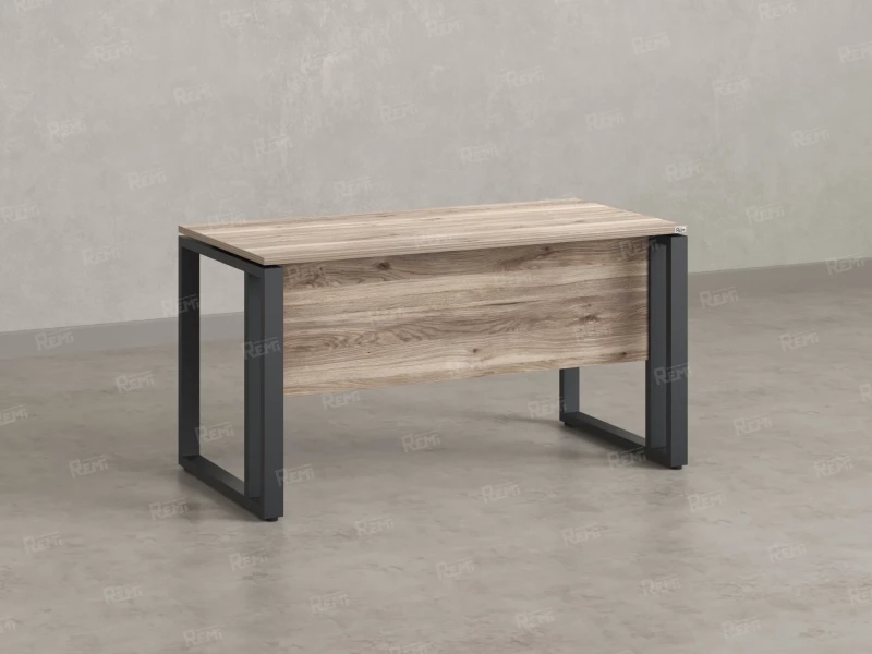 Стол прямой на О-образных опорах с экраном ЛДСП 1200x800x750 RM041-12x8 Дуб Маувелла/Серый