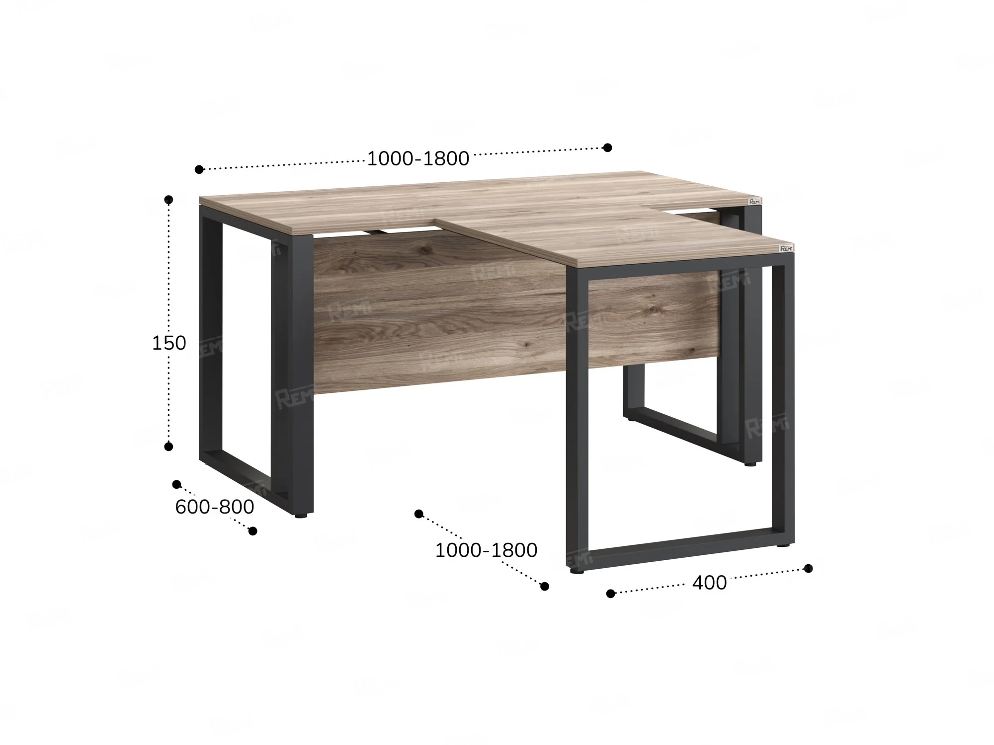 Стол с брифингом на О-образных опорах с экраном ЛДСП RM046-16x9 1600x2500x750 Дуб Маувелла/Серый
