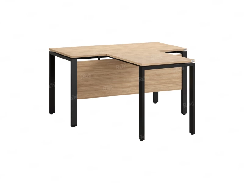 Стол с брифингом с парящей столешницей на П-образных опорах с экраном ЛДСП RM043-12x6 1200x1800x750 Вяз Швейцарский светлый/Черный