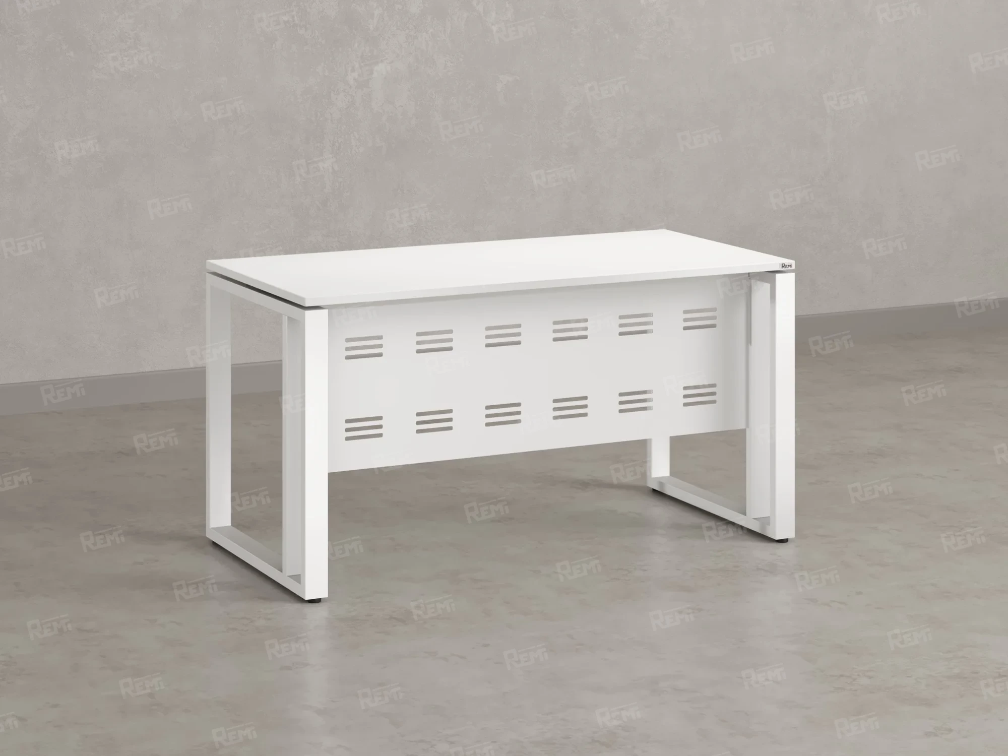 Стол прямой на О-образных опорах с металлическим экраном 1800x700x750 RM042-18x7 Белый/Белый