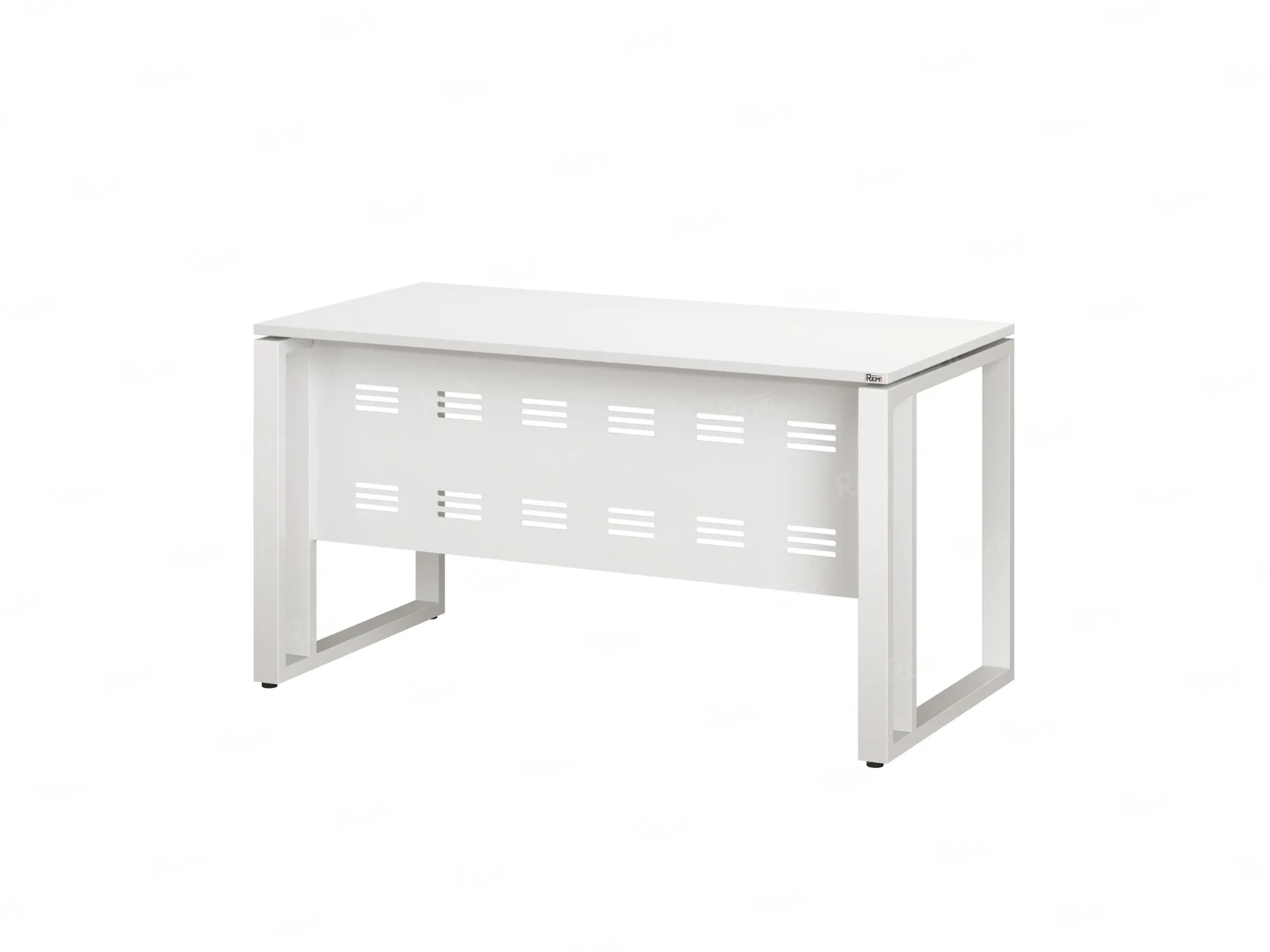 Стол прямой на О-образных опорах с металлическим экраном 1800x700x750 RM042-18x7 Белый/Белый