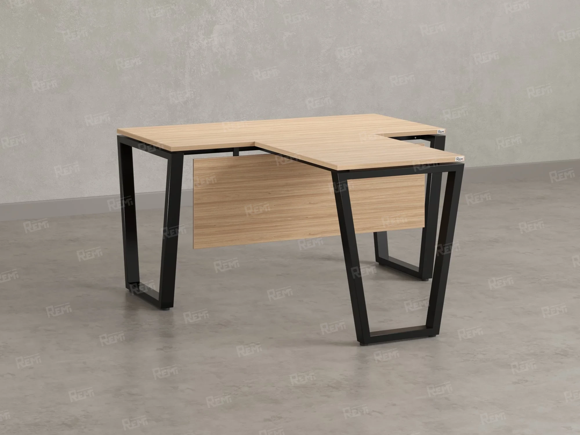 Стол с брифингом с парящей столешницей на U-образных опорах с экраном ЛДСП RM047-18x7 1800x2500x750 Вяз Швейцарский светлый/Черный