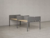 Бенч-система, 4 рабочих места, на П-образных опорах, 8 тканевых экранов 1800x1400x750 RM166-1-18x14 Вяз Швейцарский светлый/Серый