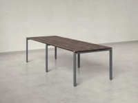 Cтол для переговоров, на П-образном каркасе 2500x1200x750 RM080-250x120 Дуб Апрельский шоколад/Серый