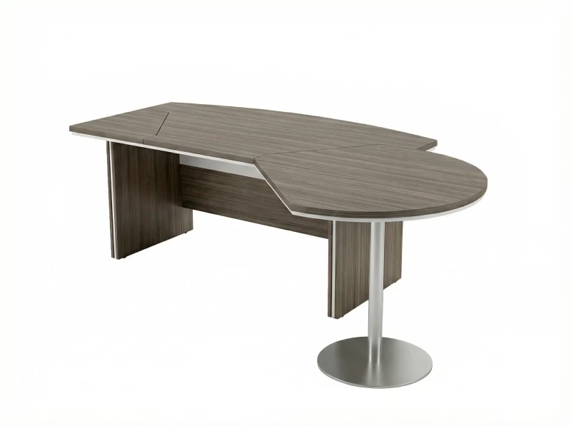 BRL RB069-255x150R Стол руководителя с брифингом правый 2550х1500х760 Шорвуд/Белый