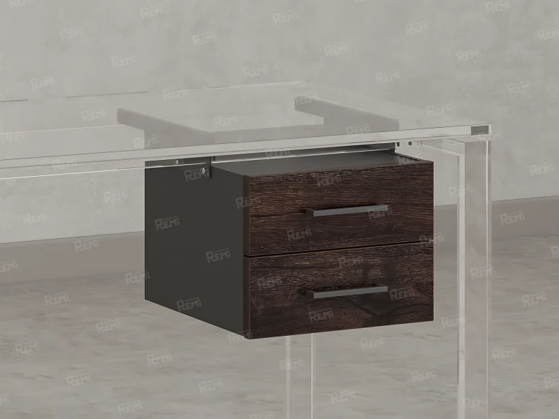 Тумба подвесная, два ящика 400x452x300 RM201-16х8 Дуб Апрельский Шоколадный/Серый