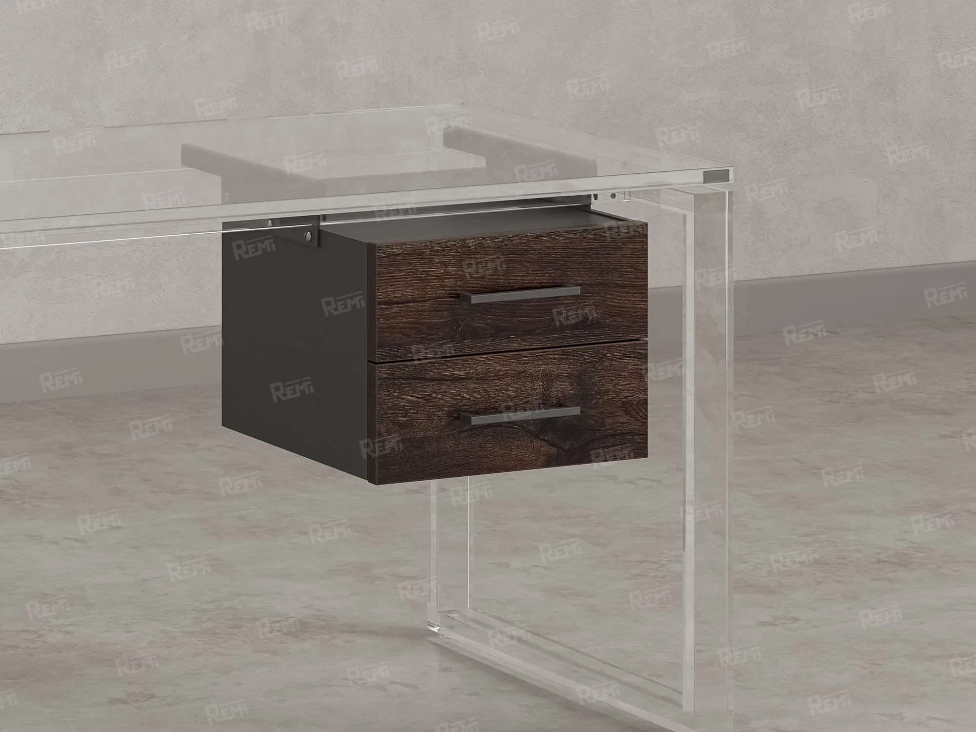 Тумба подвесная, два ящика 400x452x300 RM201-16х8 Дуб Апрельский Шоколадный/Серый