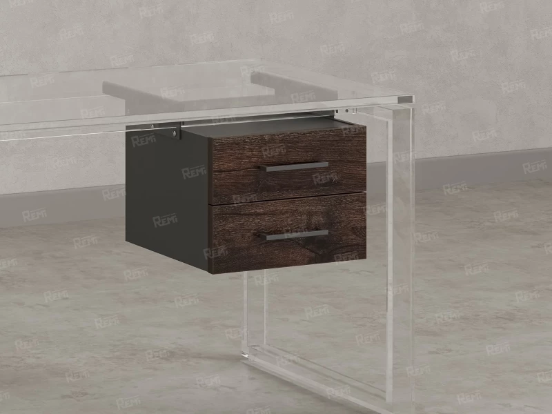 Тумба подвесная, два ящика 400x452x300 RM201-16х8 Дуб Апрельский Шоколадный/Серый